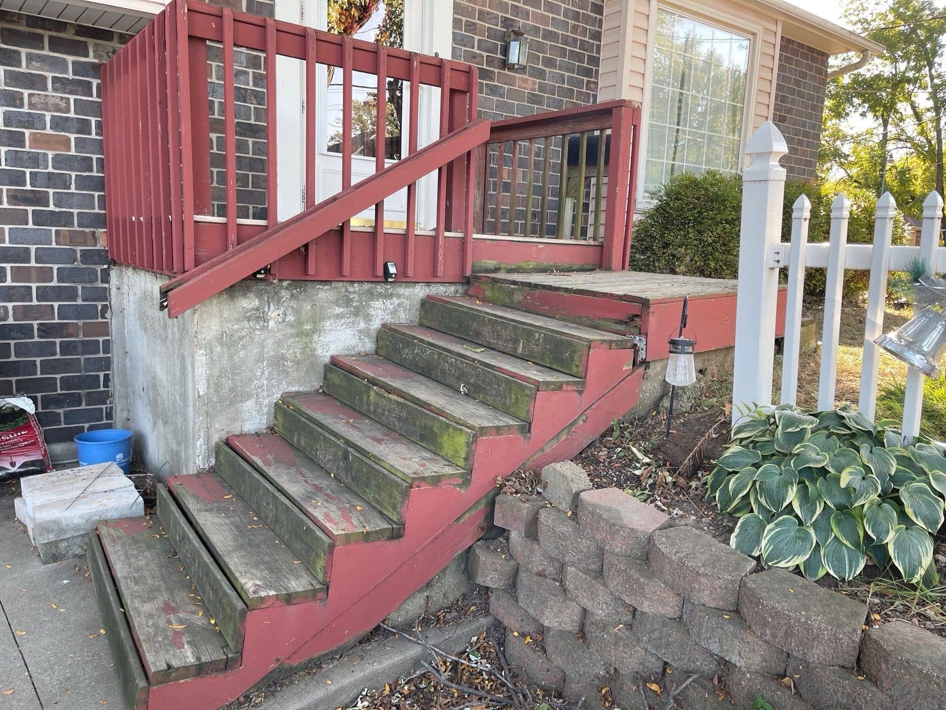 Before: old red painted stairs